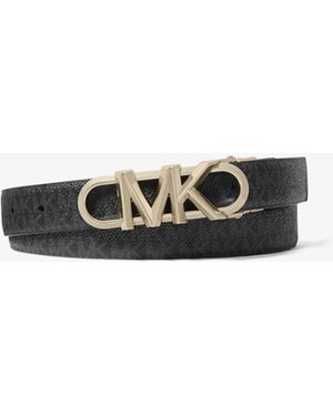 MICHAEL Michael Kors Reversible Empire Leather And Signature Logo Belt - White