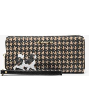 Michael Kors Jet Set Travel Houndstooth Print Continental Wristlet - Gray