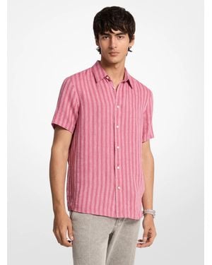 Michael Kors Mk Striped Linen Shirt - Pink