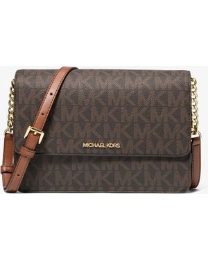 Michael Kors Outlet Mk Daniela Large Signature Logo Crossbody Bag - Grey