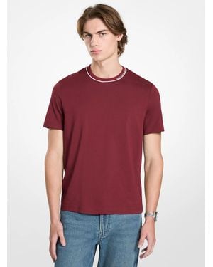 Michael Kors Mk Logo Trim Cotton Jersey T-Shirt - Red