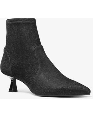 Michael Kors Amali Glitter Chain-Mesh Kitten Boot - White