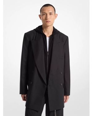 Michael Kors Stretch Wool Flannel Double-Breasted Blazer - Black