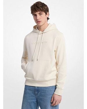 Michael Kors Mk Embossed Logo Cotton Blend Hoodie - White