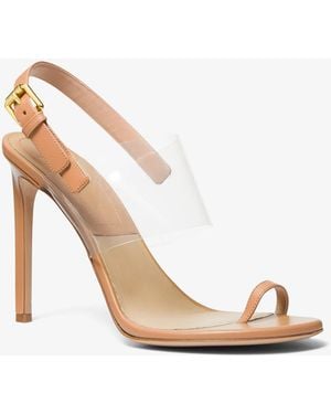 Michael Kors Mk Catherine Leather And Vinyl Sandal - White