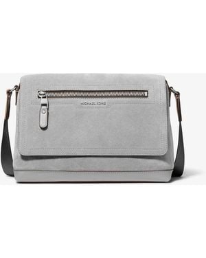 Michael Kors Mk Hudson Small Suede Messenger Bag - Grey