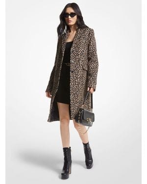 MICHAEL Michael Kors Mk Brushed Leopard Jacquard Coat - Multicolour