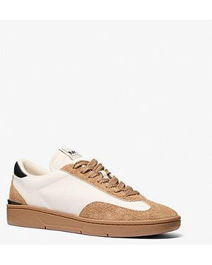 Michael Kors Mk Wilton Suede And Nylon Trainers - Natural