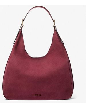 Michael Kors Nolita Large Nubuck Hobo Shoulder Bag - Red