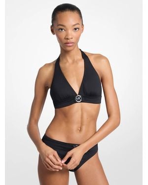 MICHAEL Michael Kors Mk Logo Halter Bikini Top - Blue