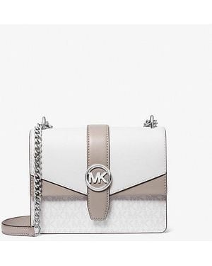 Michael Kors Greenwich Small Color-Block Signature Logo Crossbody Bag - White