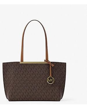 Michael Kors Evelyn Small Signature Logo Tote Bag - Brown