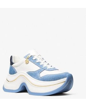MICHAEL Michael Kors Mk Arla Leather And Suede Sneaker - Blue