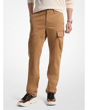 Michael Kors Mk Slim-Fit Cotton Blend Sateen Cargo Pants - Natural