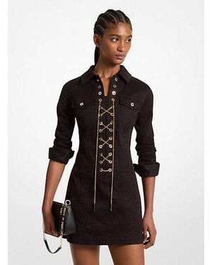 MICHAEL Michael Kors Mk Stretch Organic Cotton Lace-Up Dress - Black