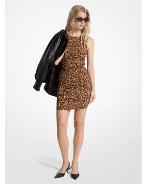 MICHAEL Michael Kors Short Sleeve Ruched Mini Dress - Brown