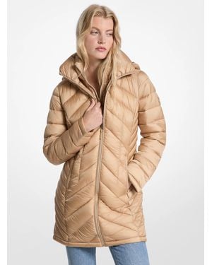 Michael Kors Packable Quilted Nylon Puffer Coat - Natural