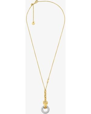 Michael Kors Pavé Interlocking Pendant Necklace - White