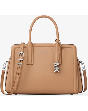 MICHAEL Michael Kors Mk Laila Medium Leather Satchel - Natural