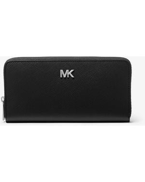 Michael Kors Mk Edison Leather Zip-Around Wallet - Black