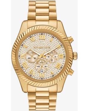 Michael Kors Oversized Lexington Pavé-Tone Watch - Metallic
