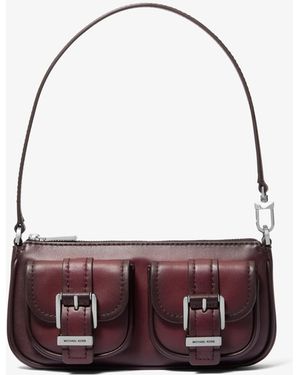 MICHAEL Michael Kors Mk Zoe Small Burnished Leather Pochette - Red