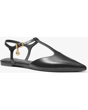 Michael Kors Cherie Leather T-Strap Flat - White