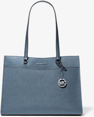 Michael Kors Jet Set Travel Large Saffiano Leather Tote Bag - Blue