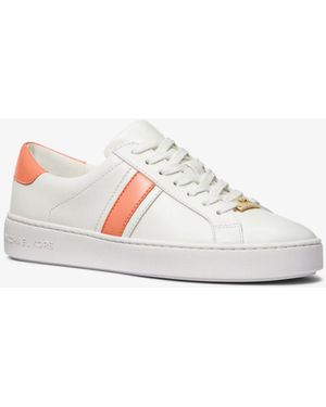 Michael Kors Mk Irving Leather Stripe Trainers - White