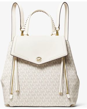 Michael Kors Freya Medium Logo Backpack - White