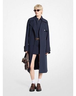 MICHAEL Michael Kors Textured Crepe Belted Trench Coat - Blue