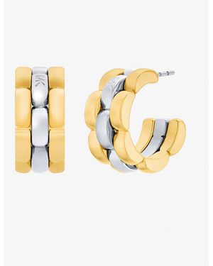 Michael Kors Mk Two-Tone 3-Link Huggie Earrings - Metallic