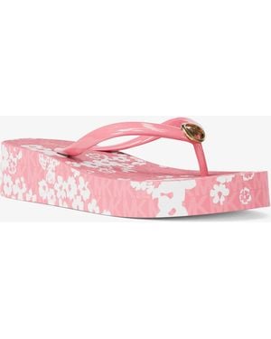 Michael Kors Bedford Printed Signature Logo Flip Flop - Pink