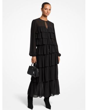 MICHAEL Michael Kors Michael Kors Ruffled Georgette Maxi Dress - Black