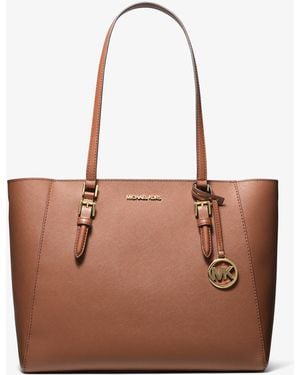 Michael Kors Outlet Mk Charlotte Large Saffiano Leather 3-In-1 Tote Bag - Brown