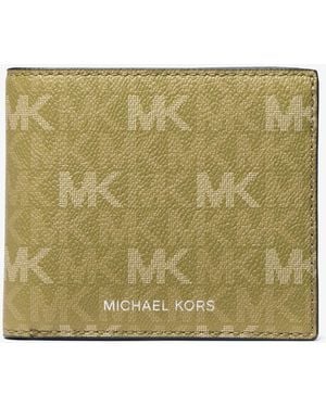 Michael Kors Cooper Printed Signature Logo Billfold Wallet - Green