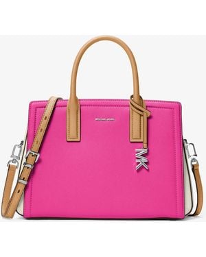 Michael Kors Mk Laila Medium Color-Block Leather Satchel - Pink