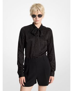 MICHAEL Michael Kors Mk Moiré Tie-Neck Blouse - Black