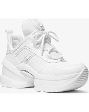 Michael Kors Olympia Mixed-Media Sneaker - White