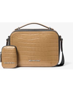 Michael Kors Mkbandolera Hudson De Piel En Relieve Con Motivo De Cocodrilo En Relieve - Marrón