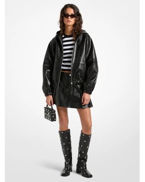 MICHAEL Michael Kors Mk Coated Viscose Hooded Bomber Jacket - Black