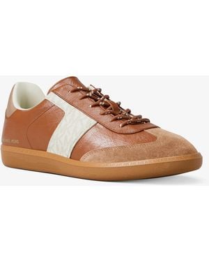 MICHAEL Michael Kors Mk Jovie Leather And Signature Logo Trainers - Brown