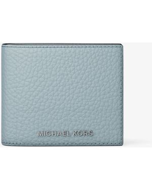 Michael Kors Hudson Pebbled Leather Billfold Wallet - Blue