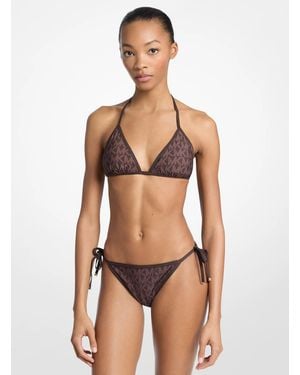 MICHAEL Michael Kors Mk Reversible Logo Triangle Bikini Top - Brown