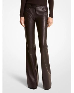 Michael Kors Mk Plongé Leather Flared Trousers - Black