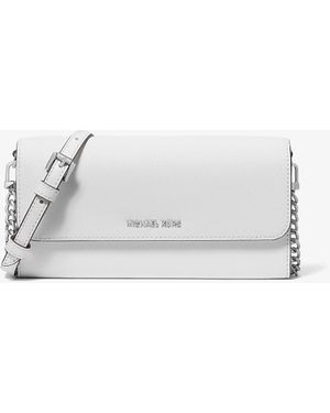 MICHAEL Michael Kors Mk Jet Set Large Saffiano Leather 2-In-1 Convertible Crossbody Bag - White