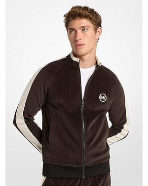 Michael Kors Stripe Velour Zip-Up Jacket - Brown
