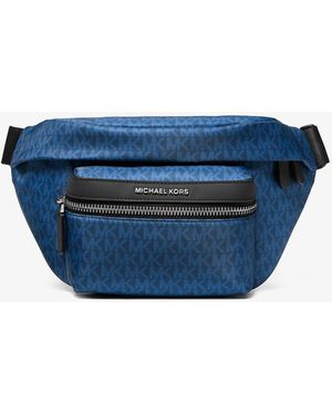 Michael Kors Mk Signature Logo Print Woven Belt Bag - Blue