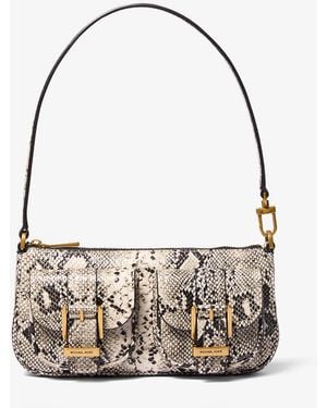 MICHAEL Michael Kors Mk Zoe Small Snake Embossed Leather Convertible Pochette - Blue