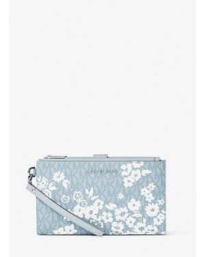 Michael Kors Jet Set Travel Large Printed Signature Logo Wristlet - Blue